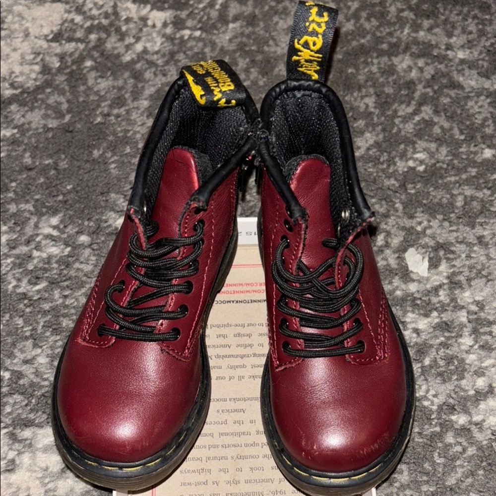 Dr. Martens Kids Burgundy Leather Lace-Up Boots